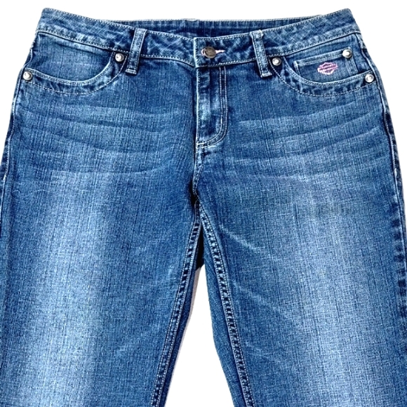 HARLEY-DAVIDSON ♡ Sweet Pink Accent Embellished Bling HARLEY Blue Jeans 10 - Picture 5 of 16